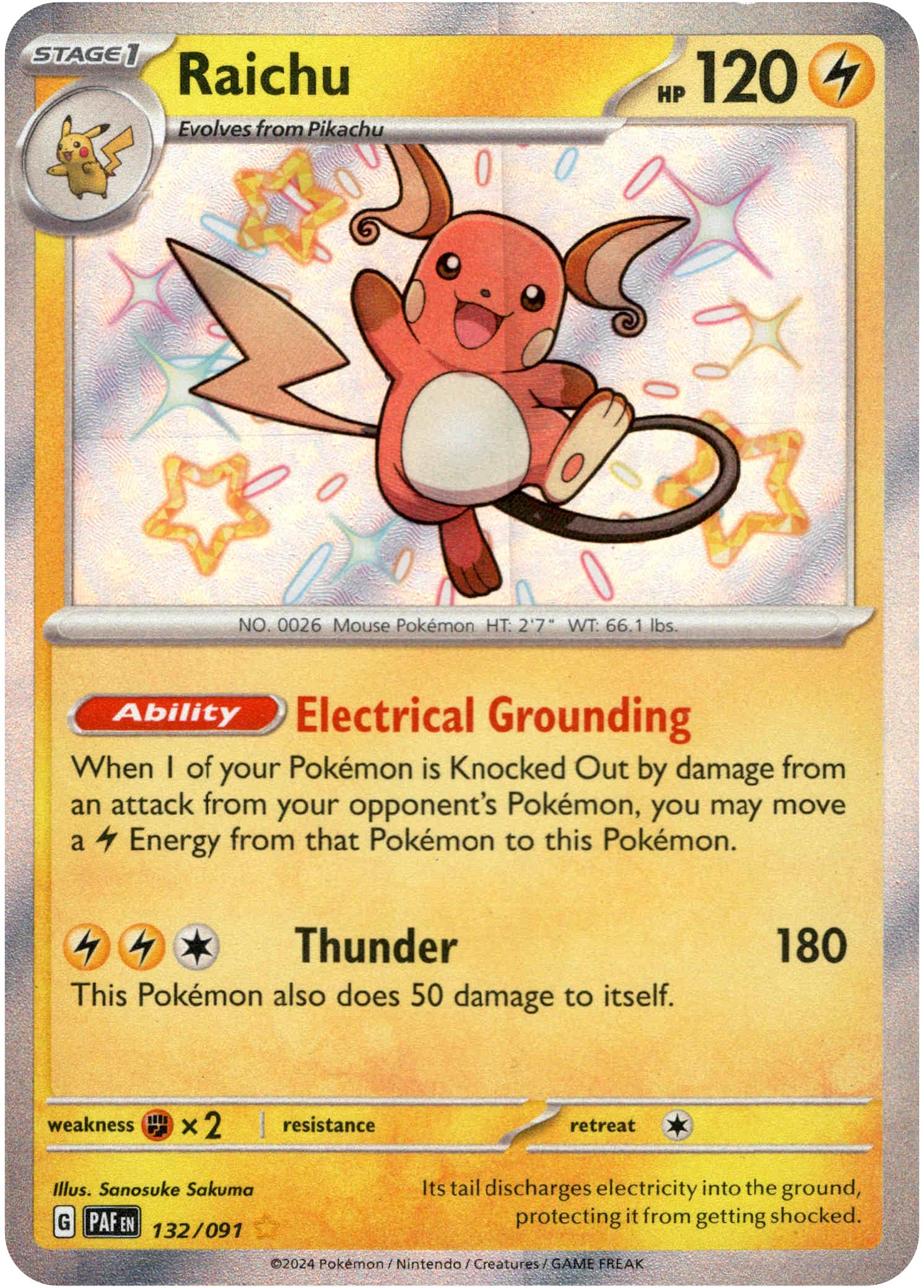 Raichu - 132/091 - Paldean Fates - Holo