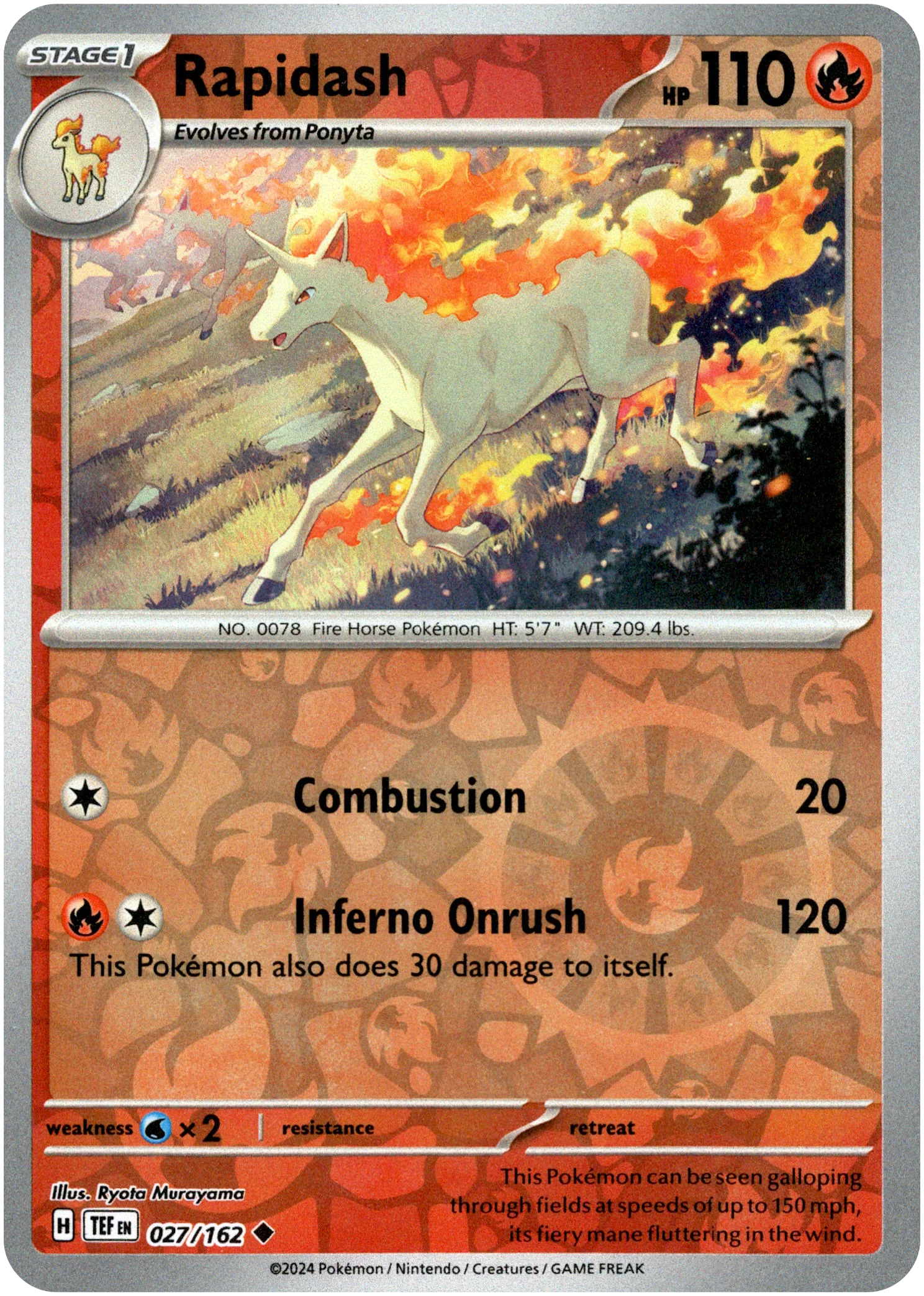 Rapidash - 027/162 - Temporal Forces - Reverse Holo