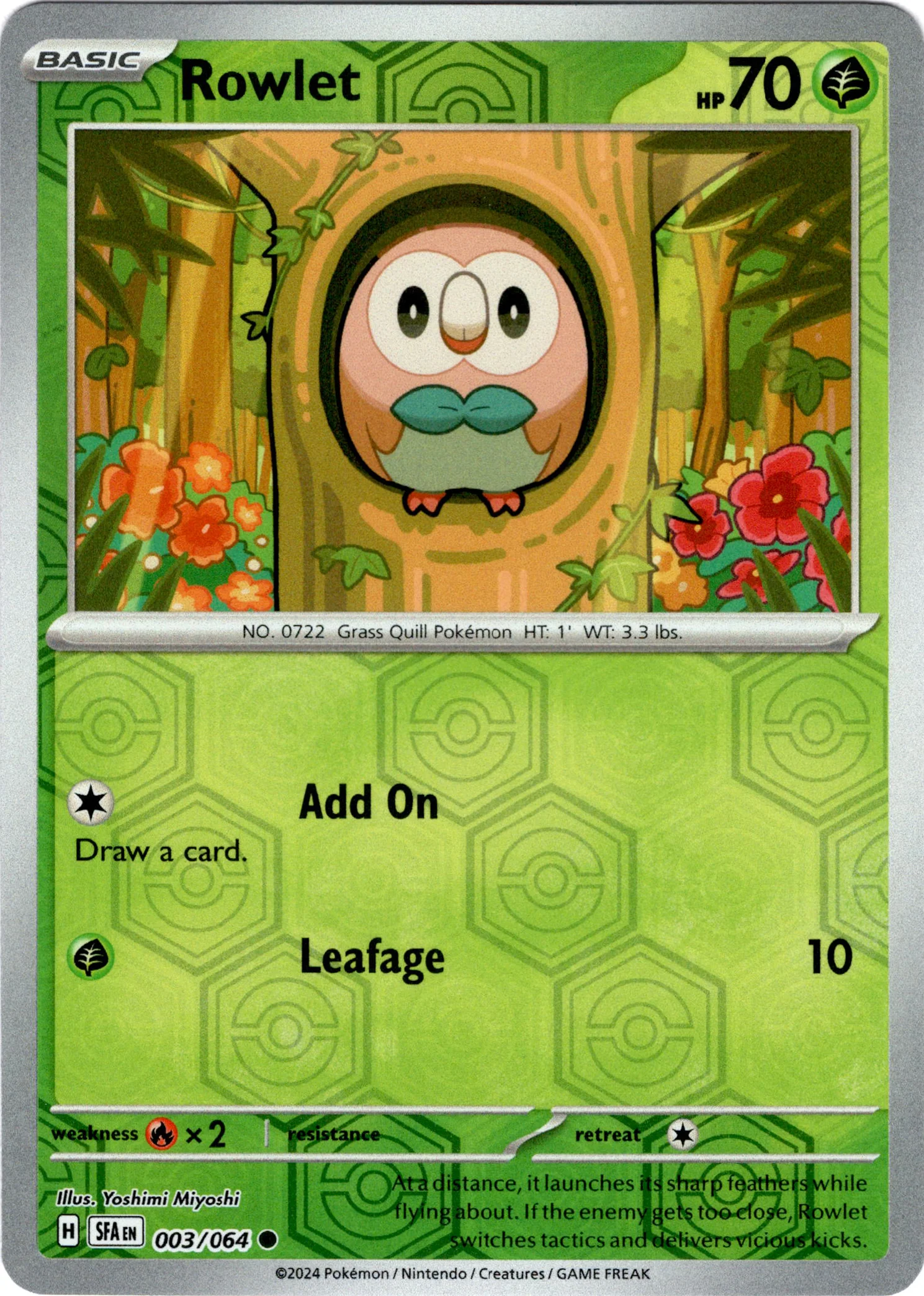Rowlet - 003/064 - Shrouded Fable - Reverse Holo