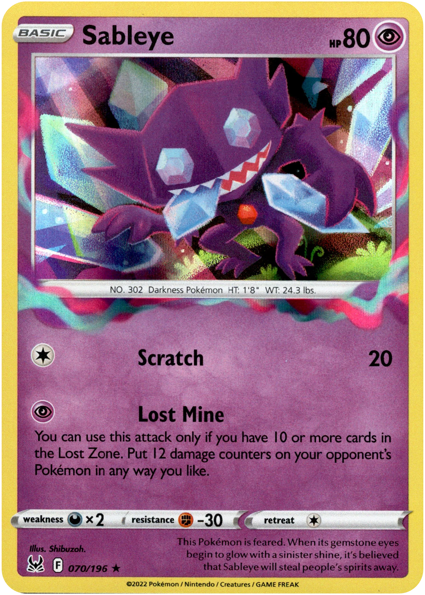 Sableye - 070/196 - Lost Origin - Holo
