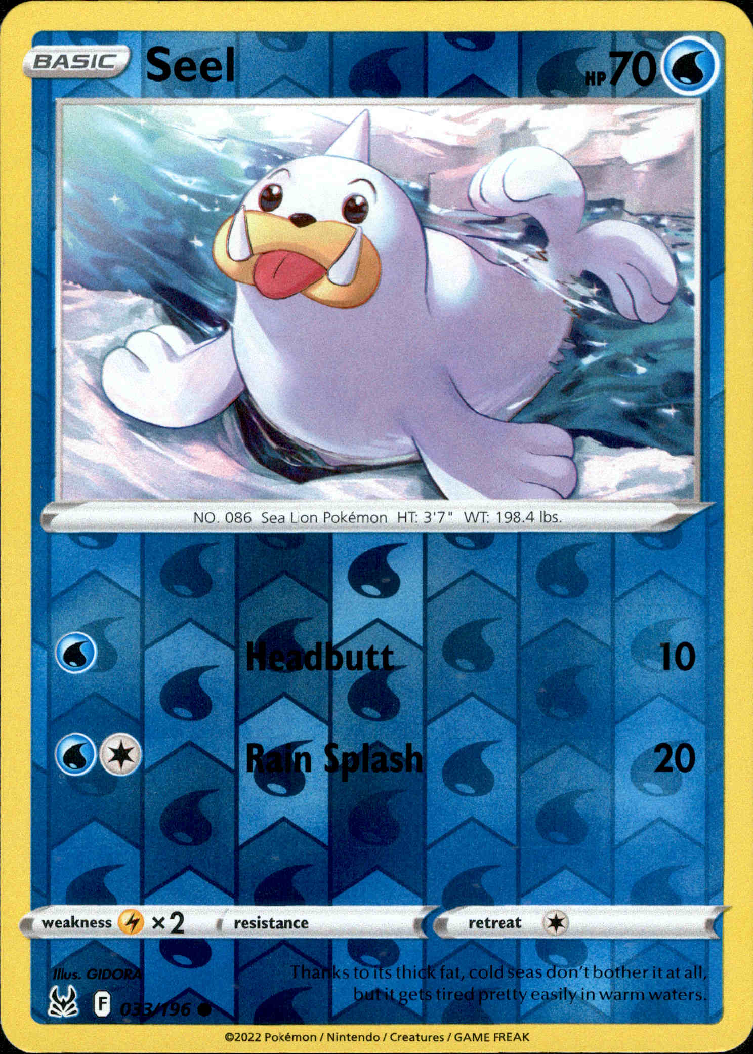Seel - 033/196 - Lost Origin - Reverse Holo