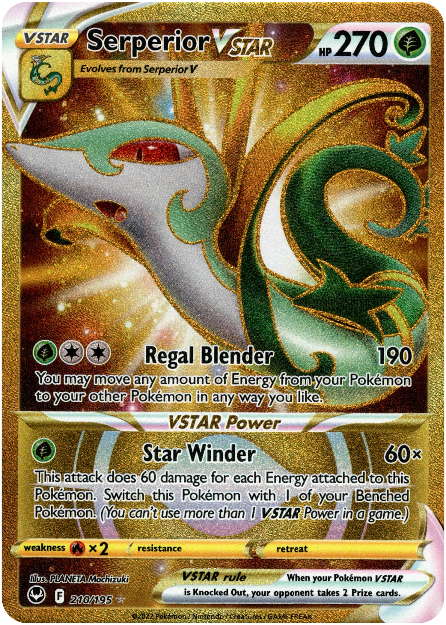Serperior VSTAR Secret Rare - 210/195 - Silver Tempest - Holo