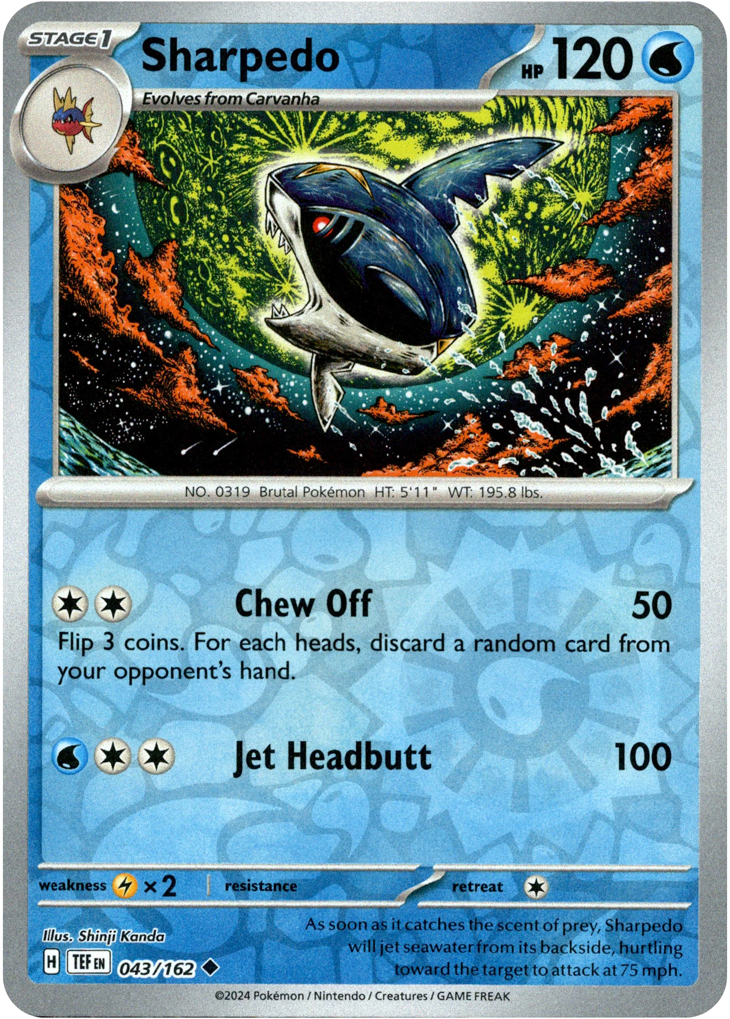 Sharpedo - 043/162 - Temporal Forces - Reverse Holo