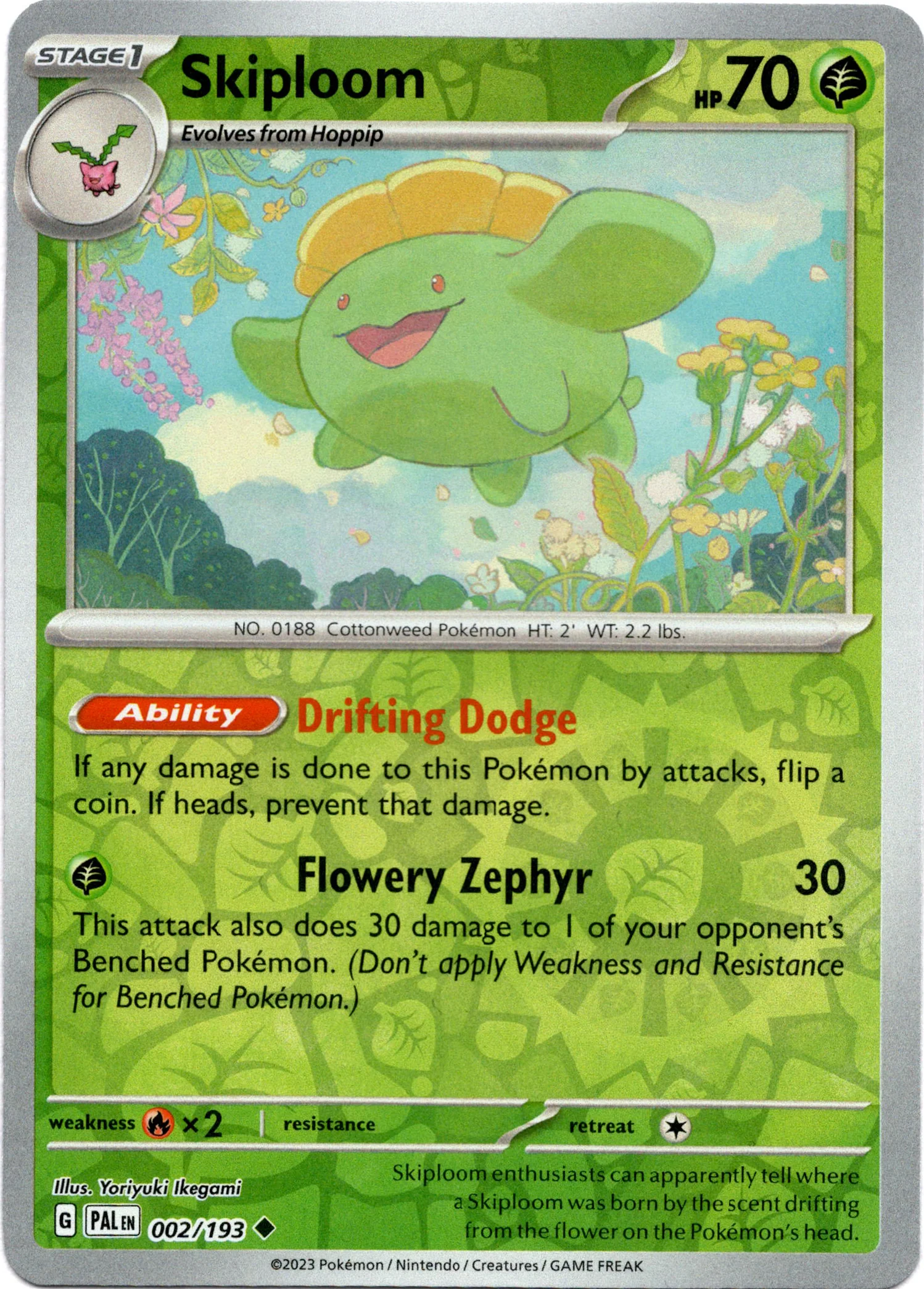 Skiploom - 002/193 - Paldea Evolved - Reverse Holo