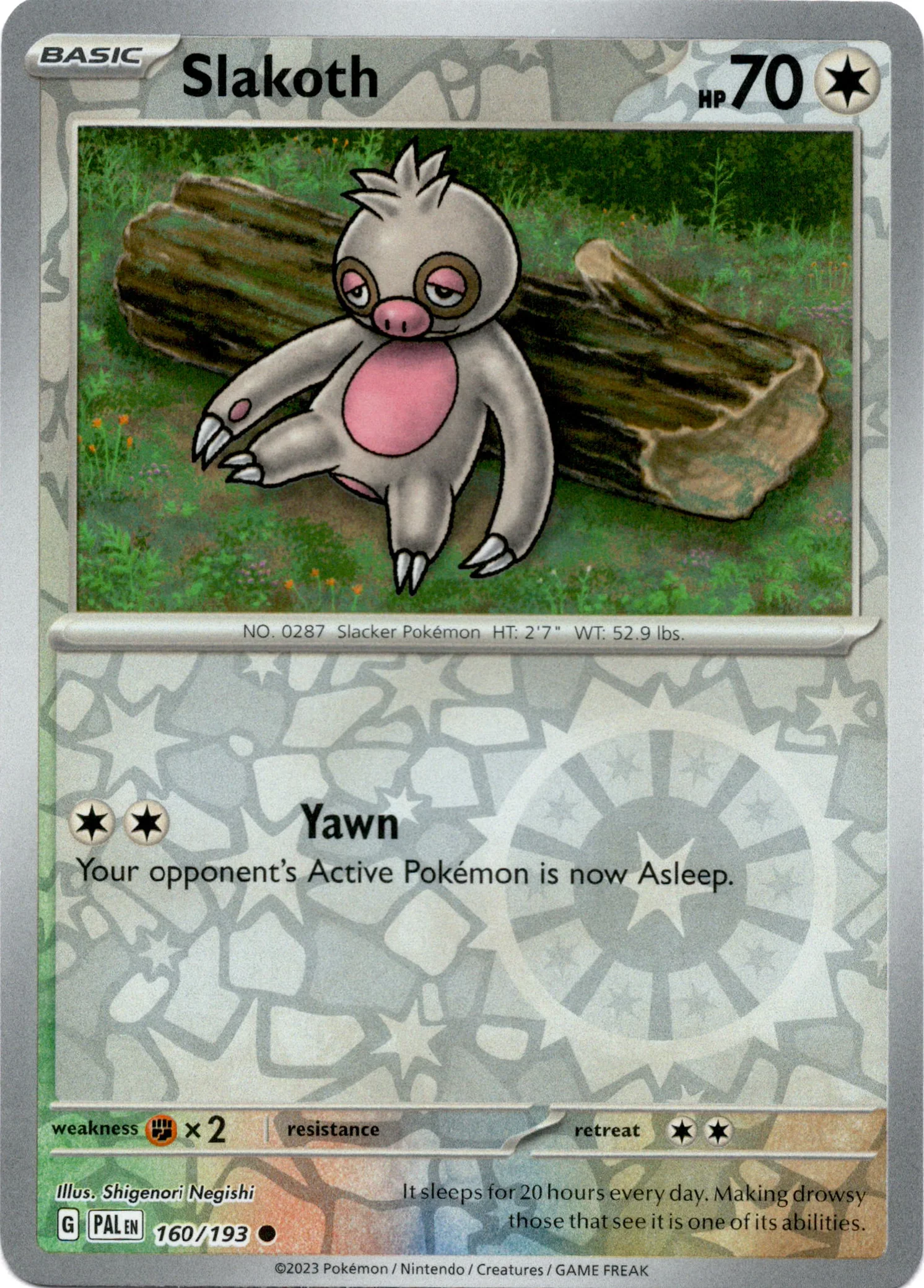 Slakoth - 160/193 - Paldea Evolved - Reverse Holo