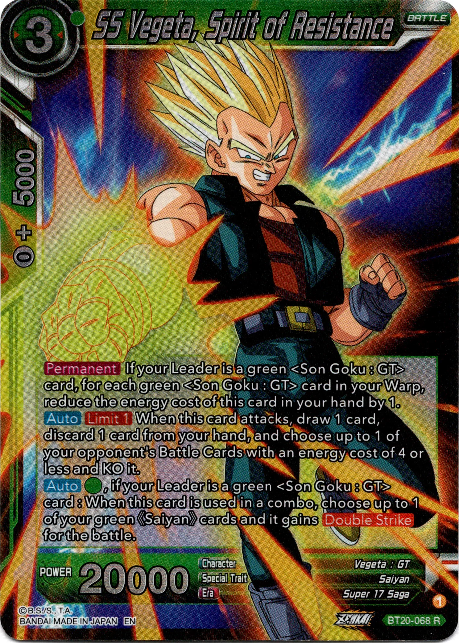 SS Vegeta, Spirit of Resistance - BT20-068 R - Power Absorbed - Foil