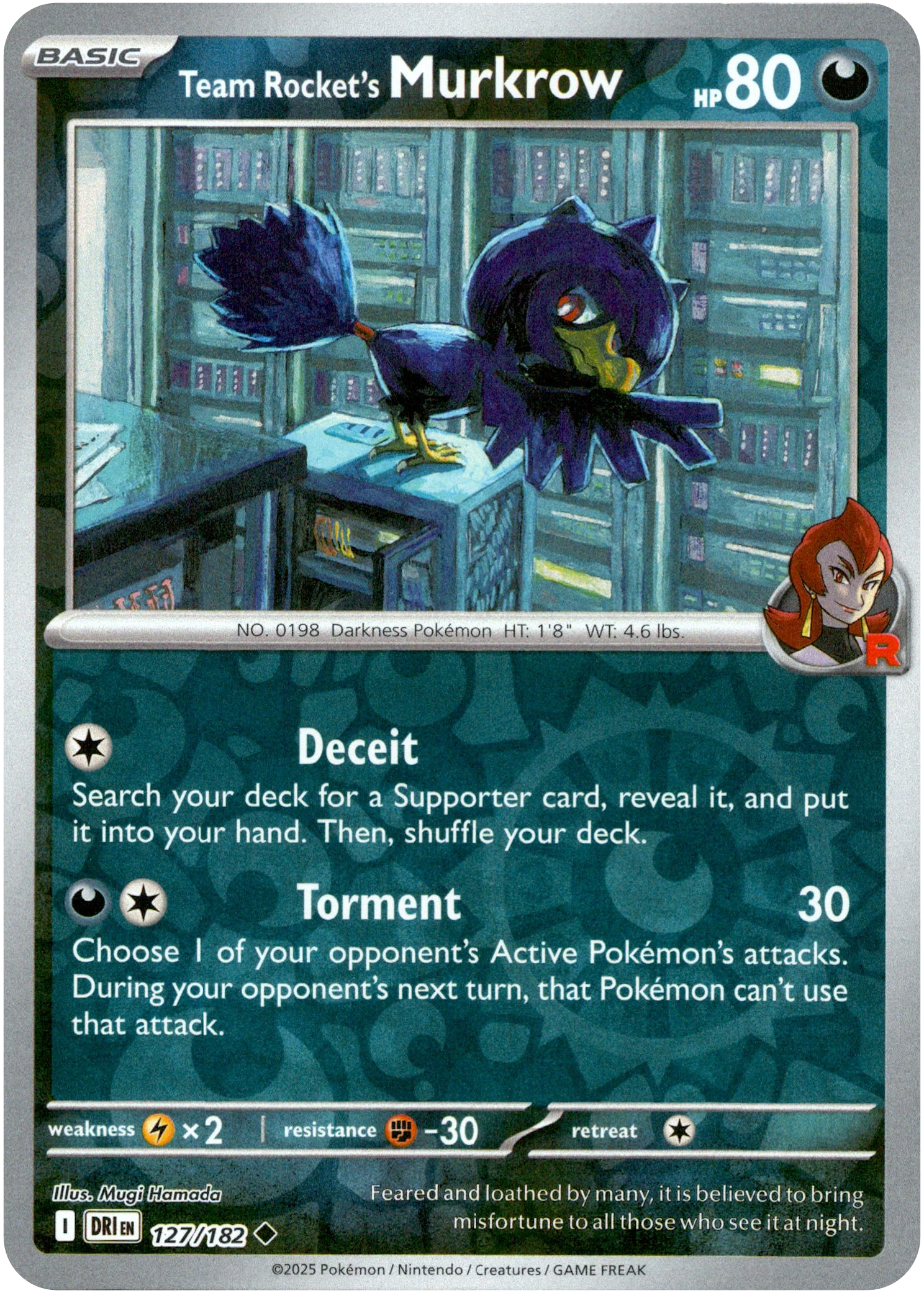 Team Rocket's Murkrow - 127/182 - Destined Rivals - Reverse Holo