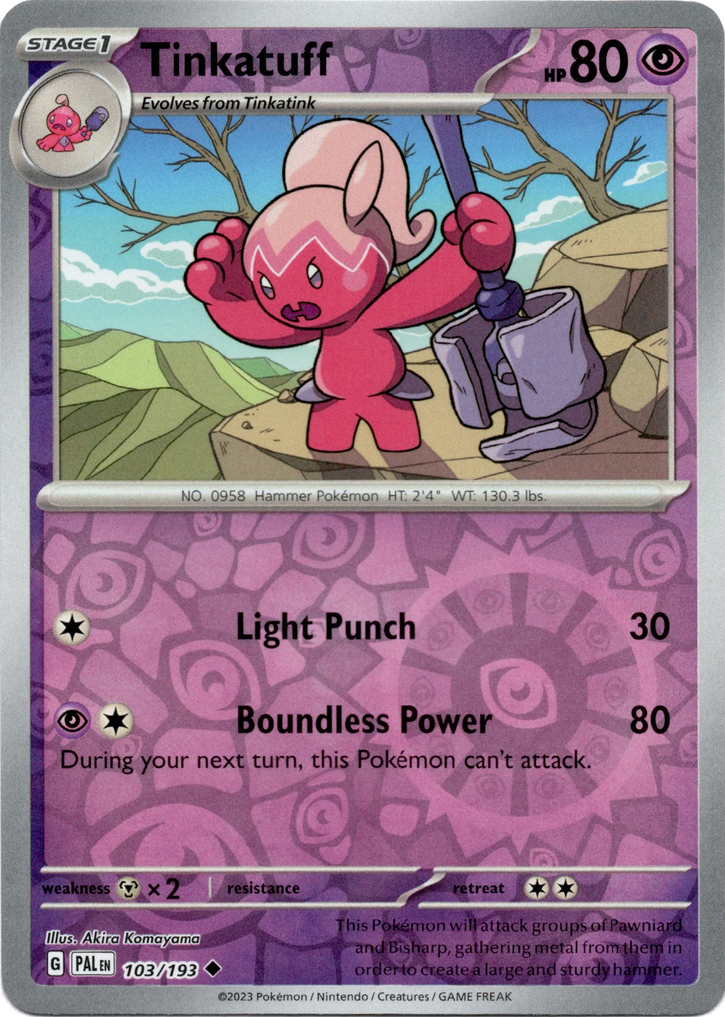 Tinkatuff - 103/193 - Paldea Evolved - Reverse Holo