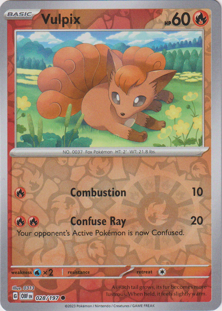 Vulpix - 028/197 - Obsidian Flames - Reverse Holo