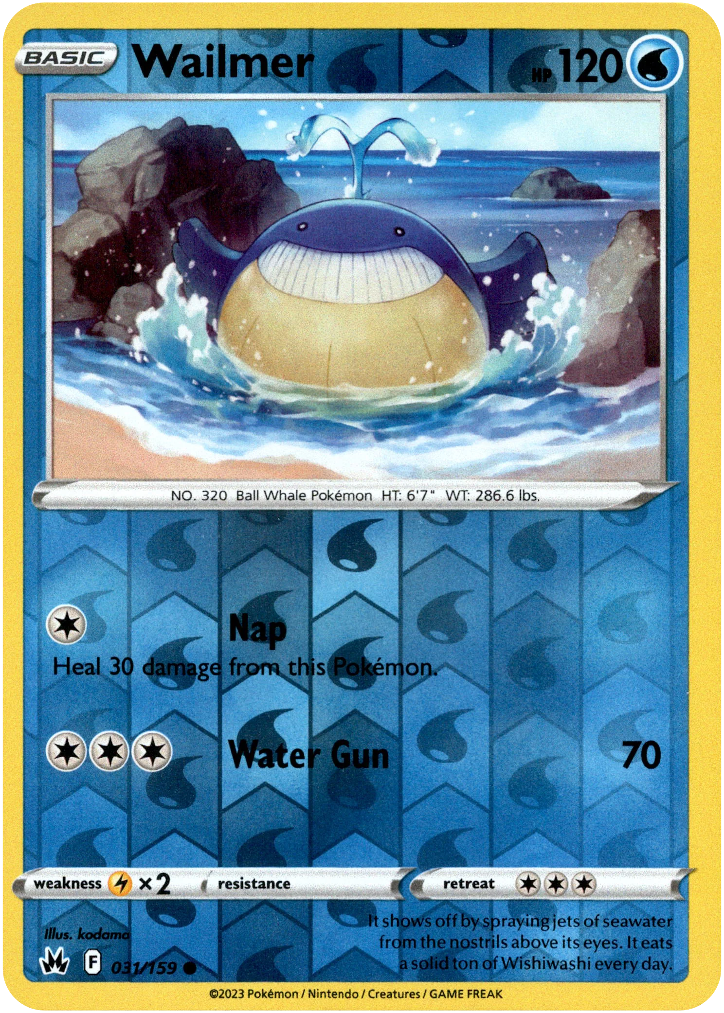 Wailmer - 031/159 - Crown Zenith - Reverse Holo