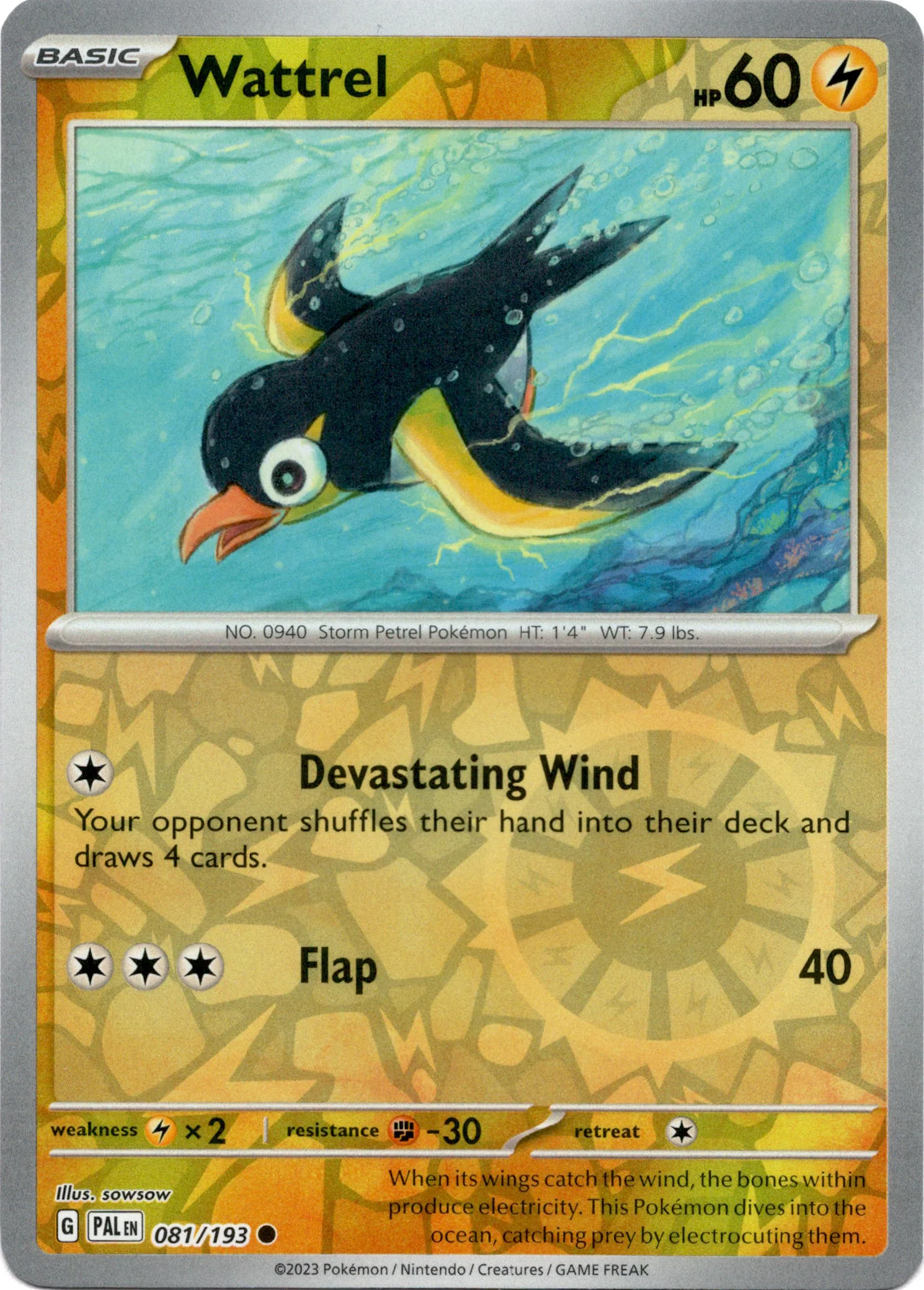 Wattrel - 081/193 - Paldea Evolved - Reverse Holo