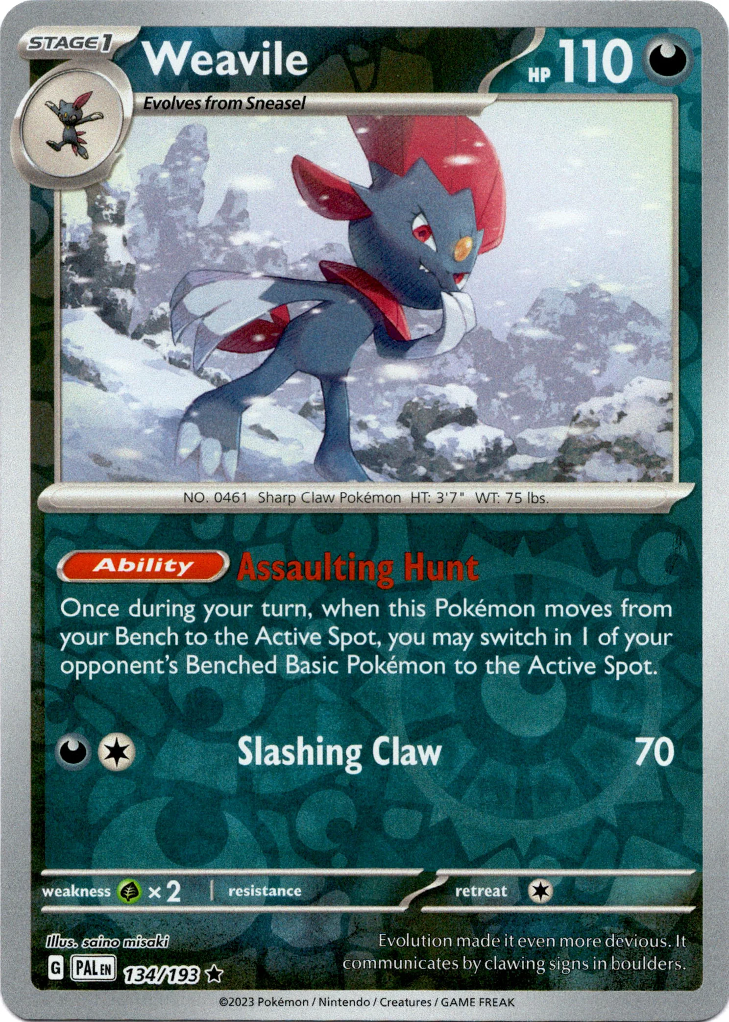 Weavile - 134/193 - Paldea Evolved - Reverse Holo
