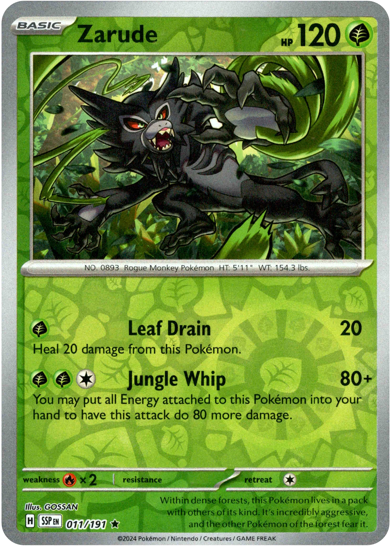 Zarude - 011/191 - Surging Sparks - Reverse Holo