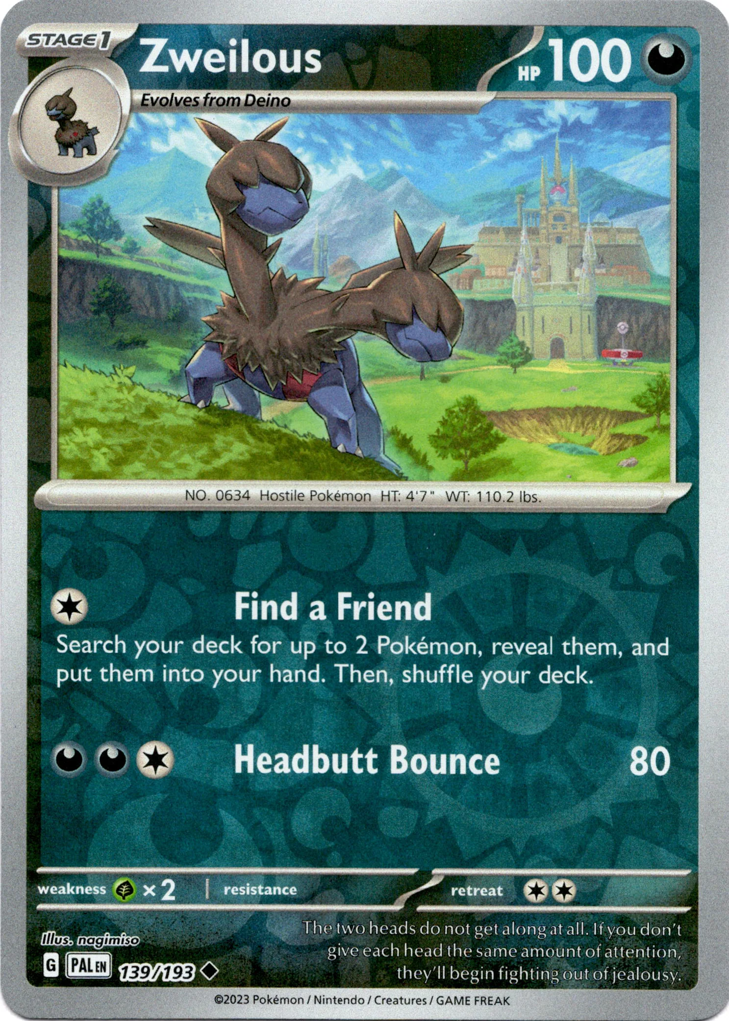 Zweilous - 139/193 - Paldea Evolved - Reverse Holo